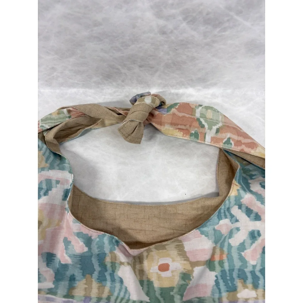 Handmade Pastel Ikat Print Hobo Bag Tie Strap Abstract Reusable‎ Market Tote